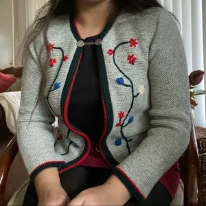 Vintage wool evening jacket with flower embroidery